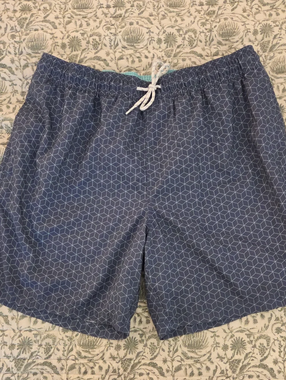 Goodfellow & Co Navy Swim Trunks with White Geometric Print